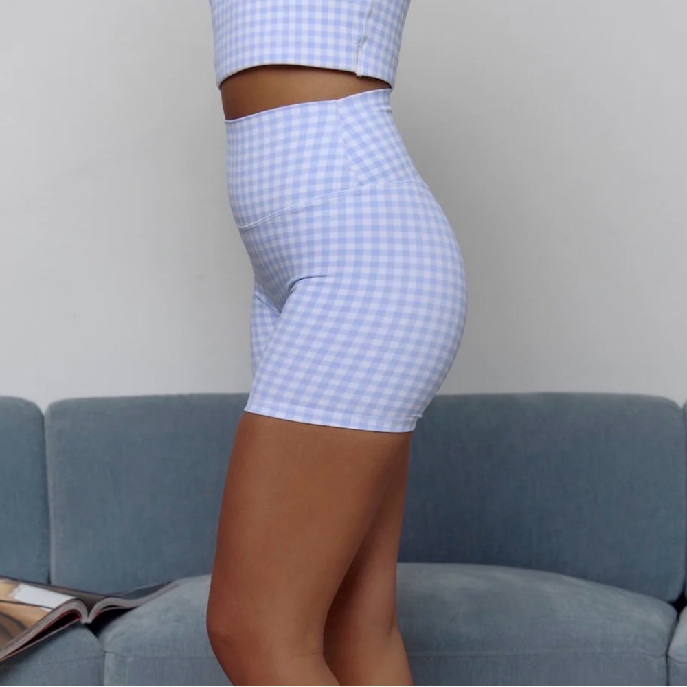 Astoria Activewear blue gingham set.